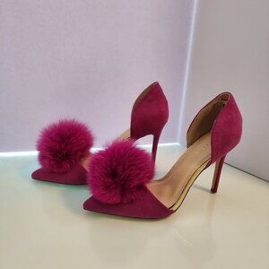 Liliana Purple Stiletto Heels with Pom pom